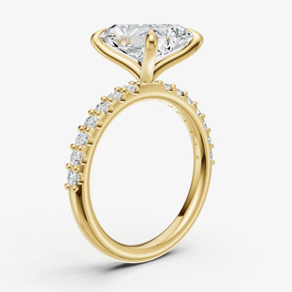 Radiant 6 Claw Diamond Band Engagement Ring