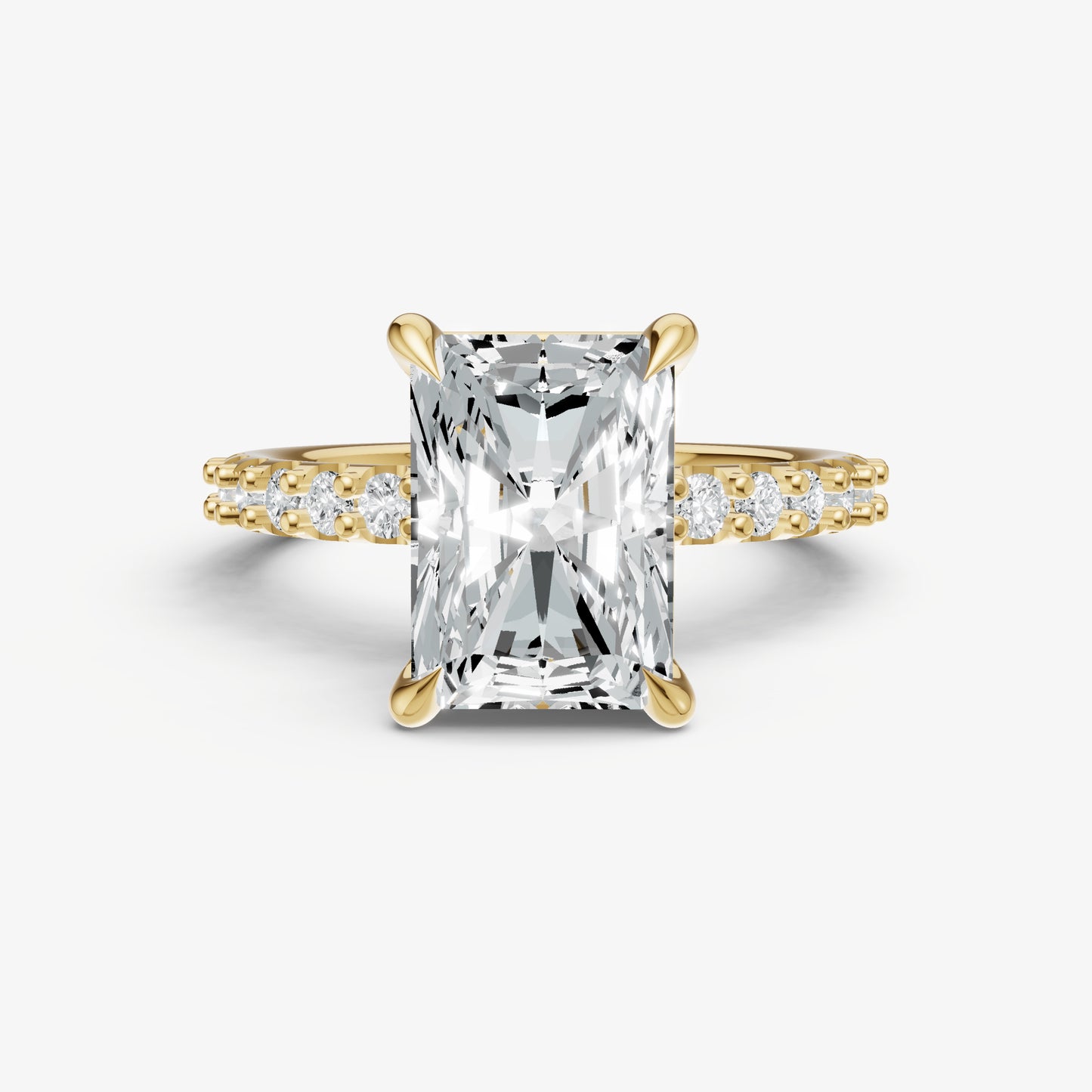 Radiant 6 Claw Diamond Band Engagement Ring