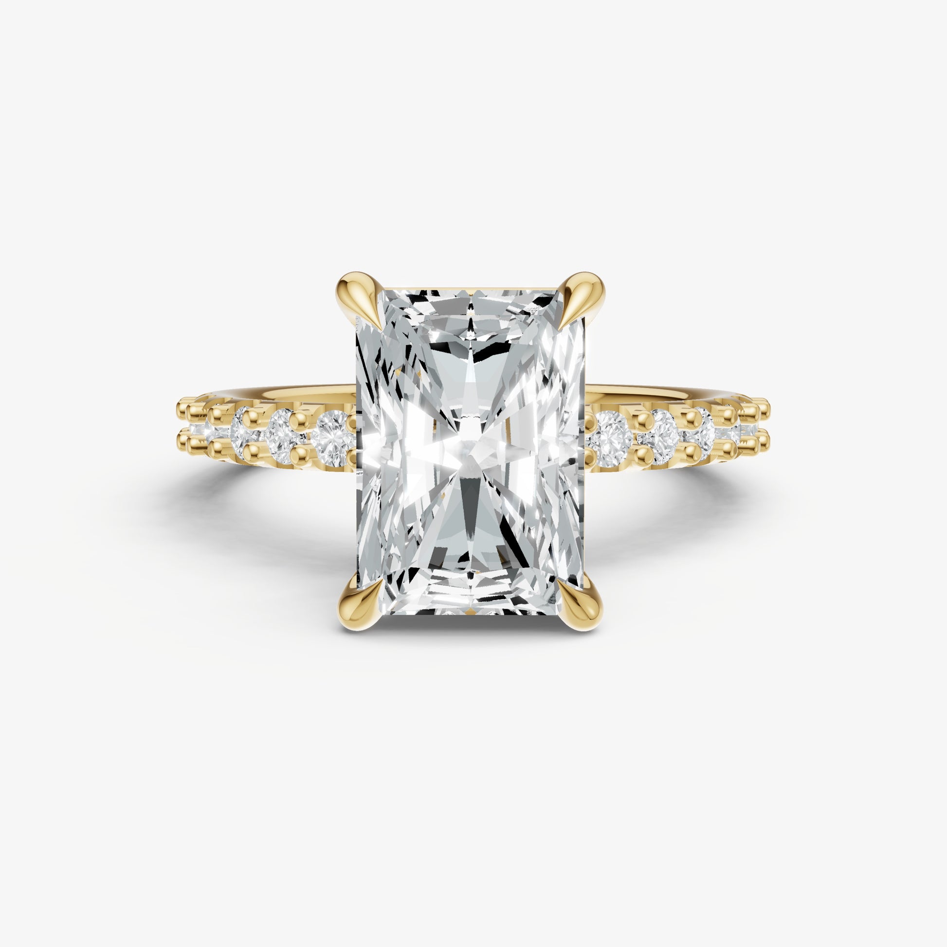 Radiant 6 Claw Diamond Band Engagement Ring