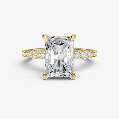 Radiant 6 Claw Diamond Band Engagement Ring