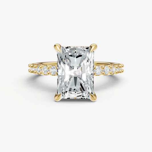 Radiant 6 Claw Diamond Band Engagement Ring