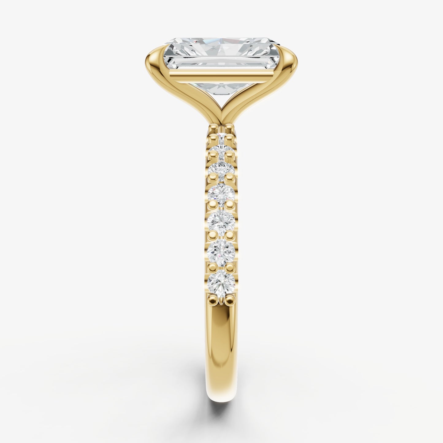 Radiant 6 Claw Diamond Band Engagement Ring