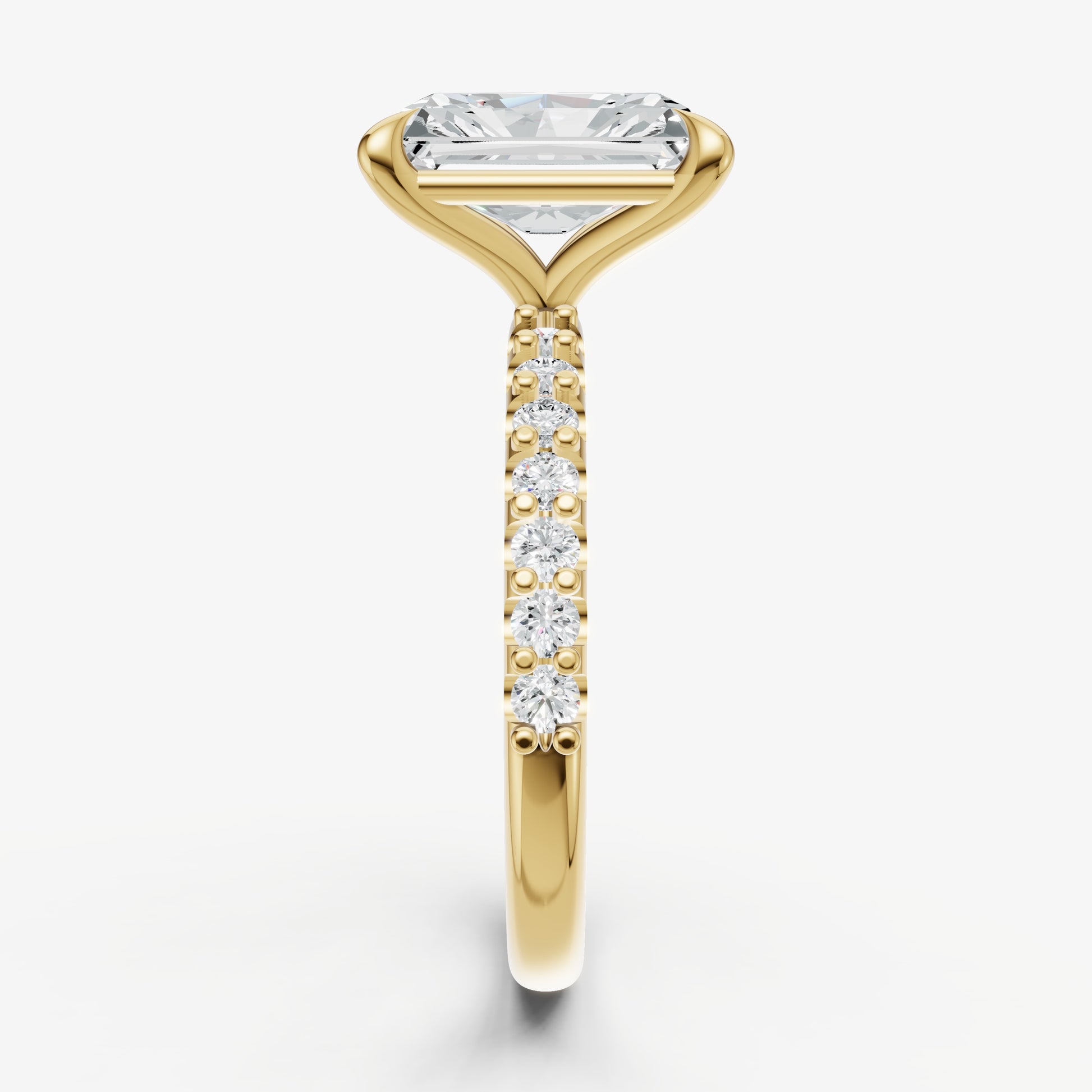 Radiant 6 Claw Diamond Band Engagement Ring