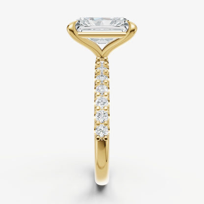 Radiant 6 Claw Diamond Band Engagement Ring