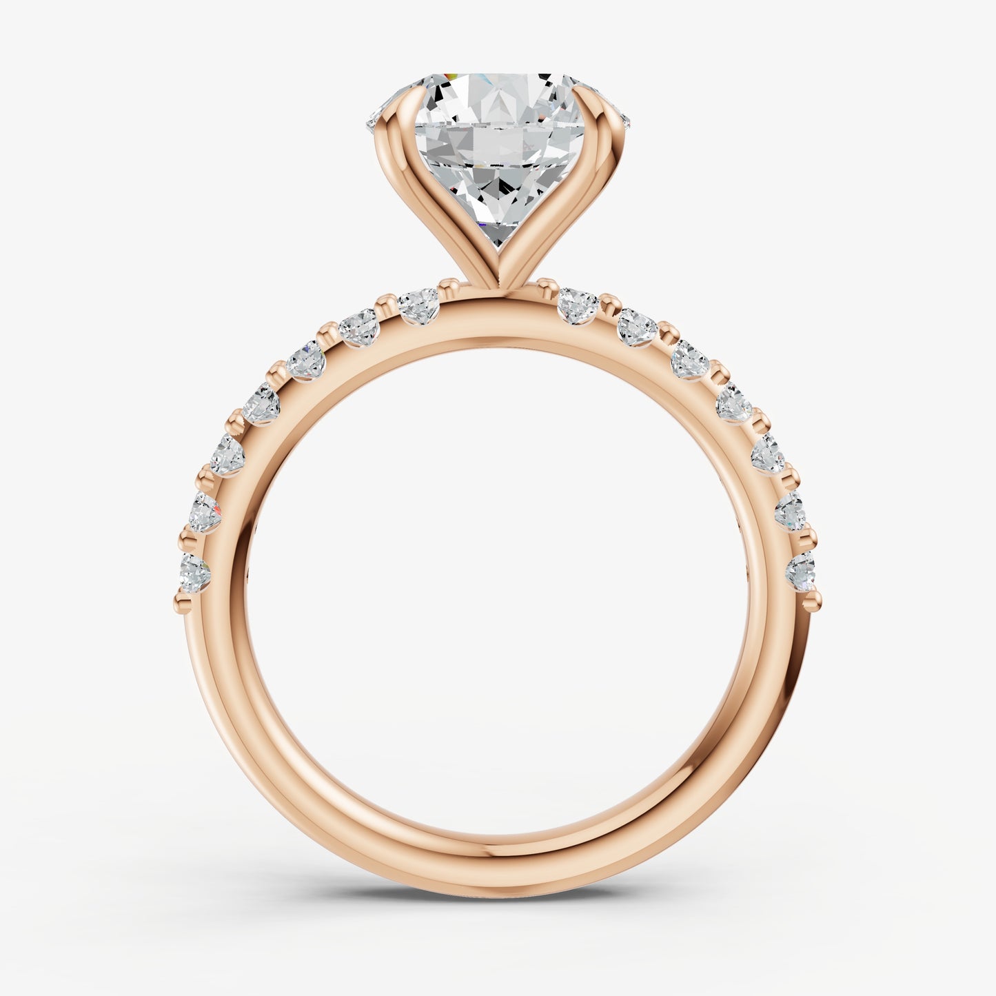 Round 6 Claw Diamond Band Engagement Ring