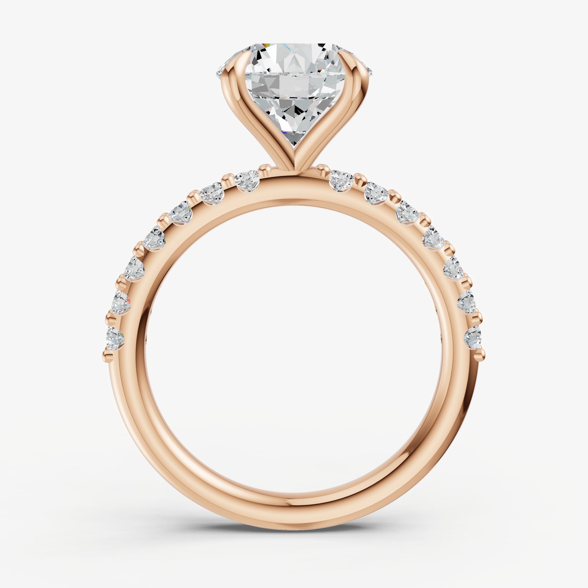 Round 6 Claw Diamond Band Engagement Ring