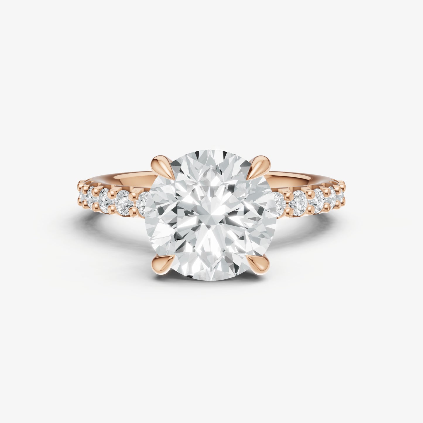 Round 6 Claw Diamond Band Engagement Ring