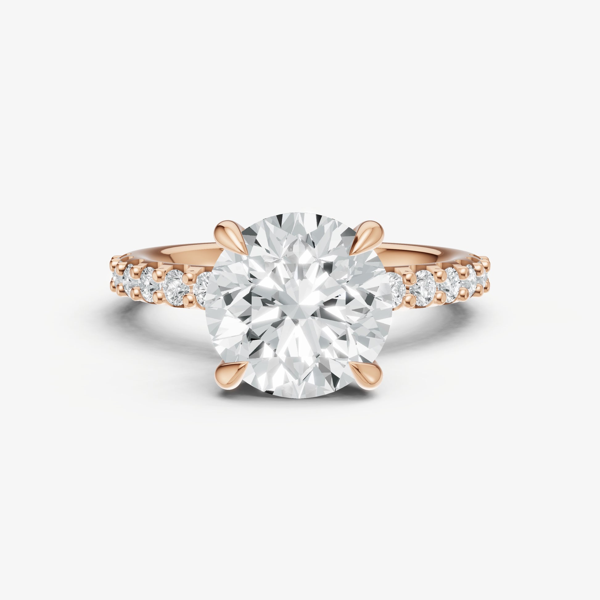 Round 6 Claw Diamond Band Engagement Ring