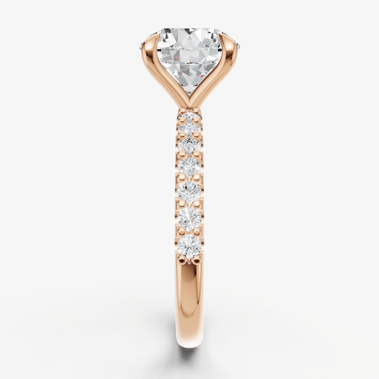 Round 6 Claw Diamond Band Engagement Ring