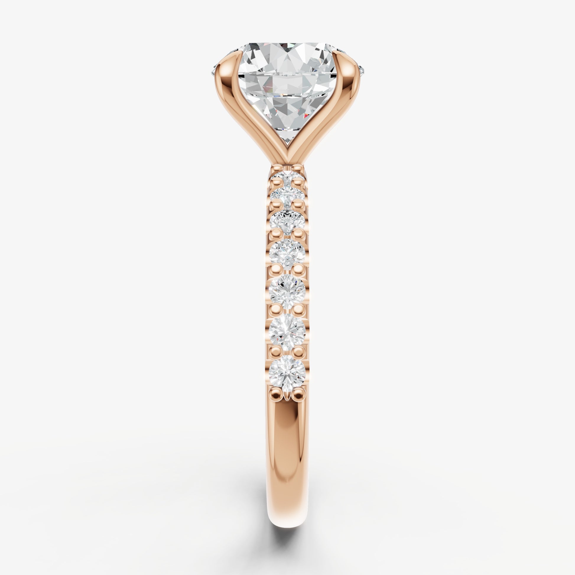 Round 6 Claw Diamond Band Engagement Ring