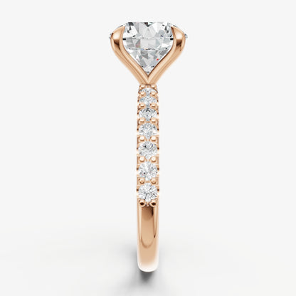 Round 6 Claw Diamond Band Engagement Ring