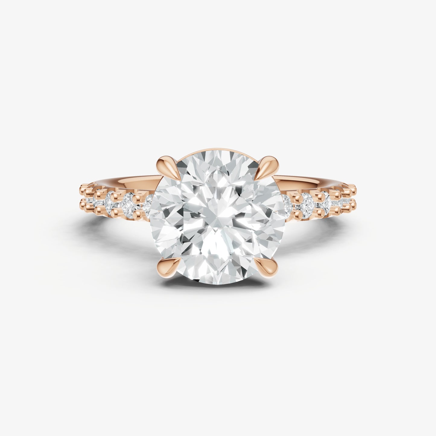 Round 6 Claw Diamond Band Engagement Ring