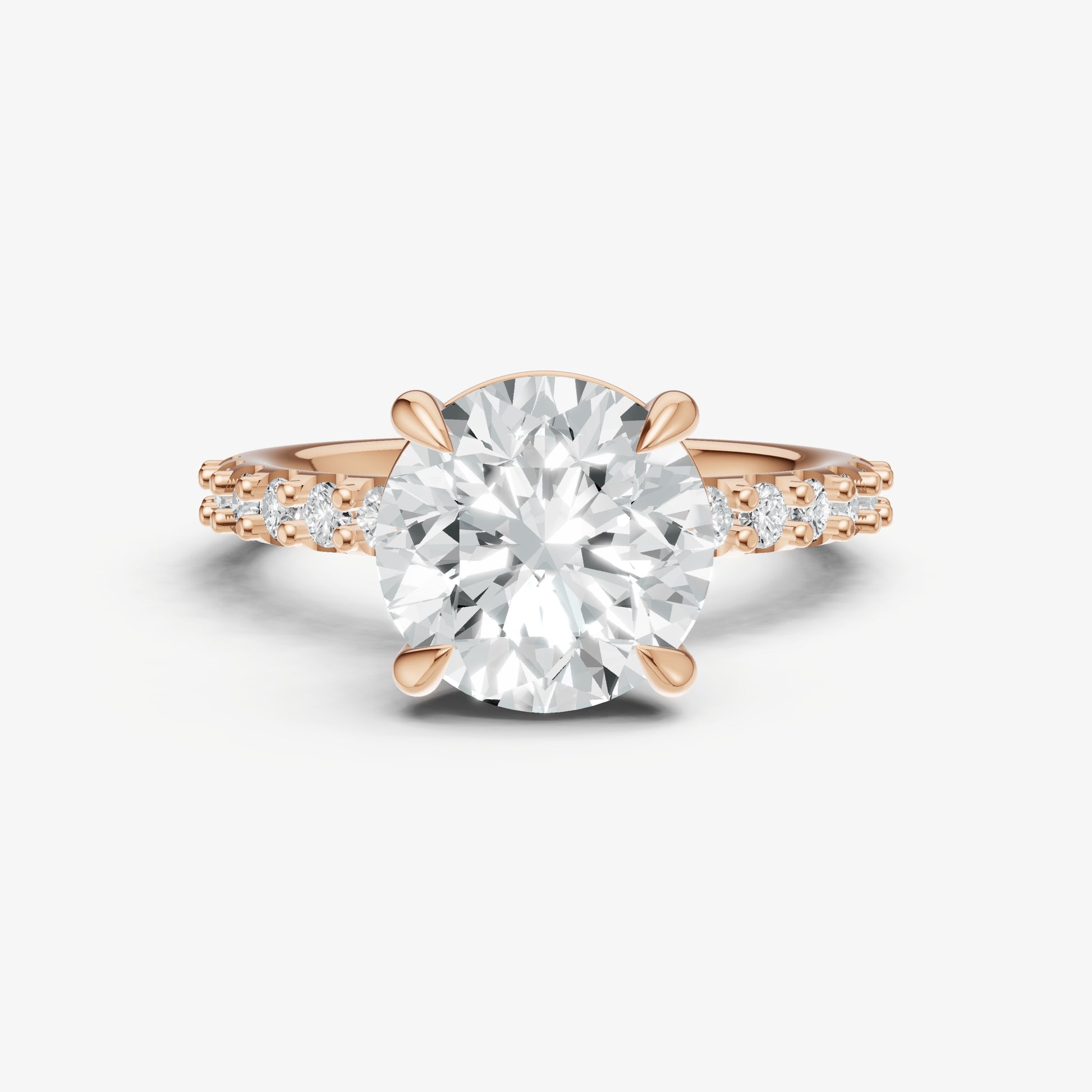 Round 6 Claw Diamond Band Engagement Ring