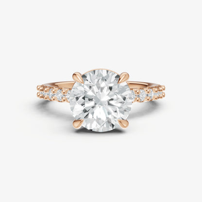 Round 6 Claw Diamond Band Engagement Ring