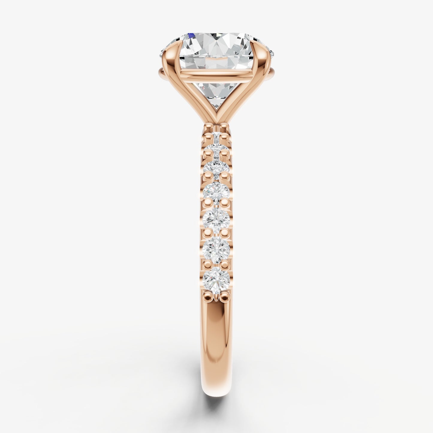 Round 6 Claw Diamond Band Engagement Ring