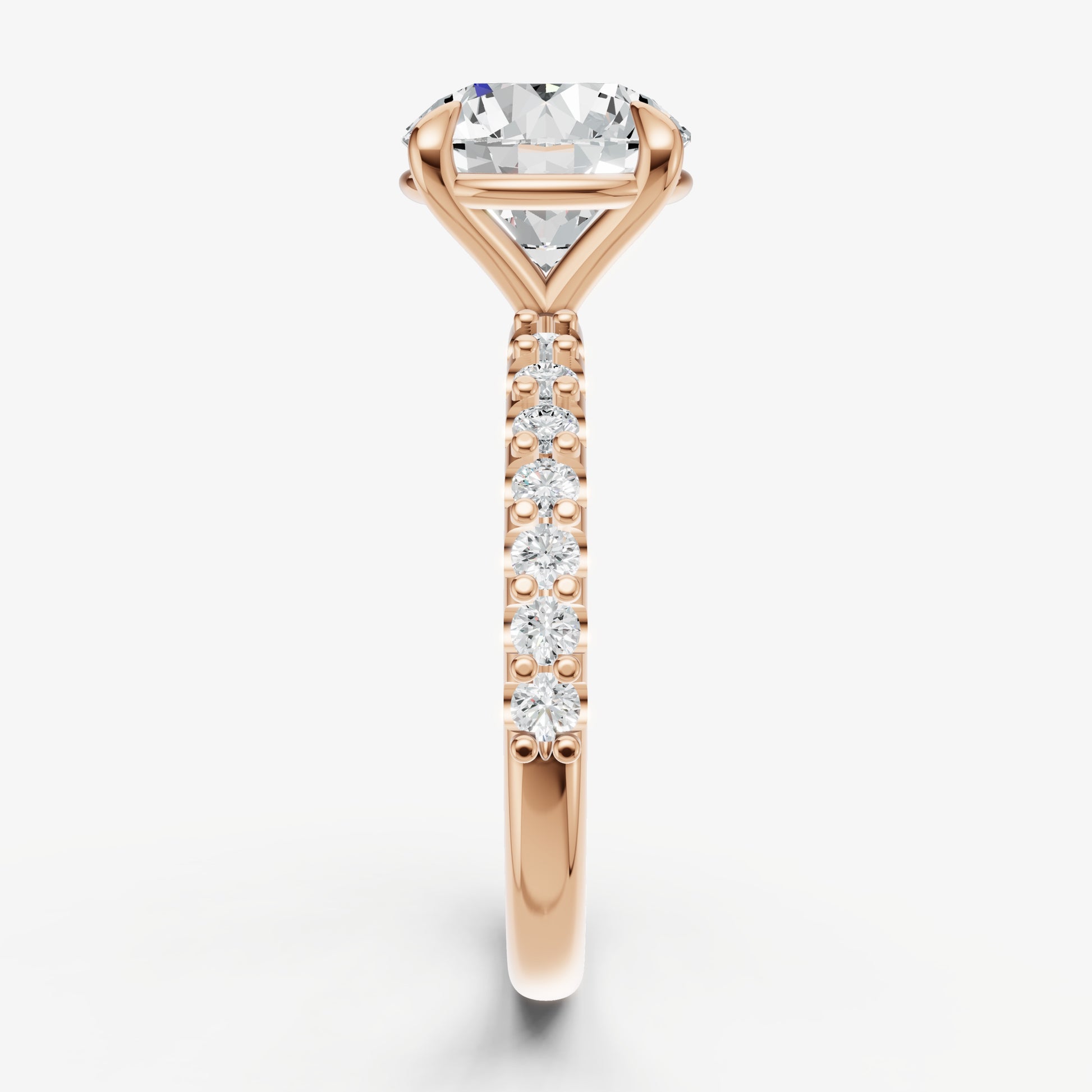 Round 6 Claw Diamond Band Engagement Ring