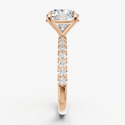 Round 6 Claw Diamond Band Engagement Ring