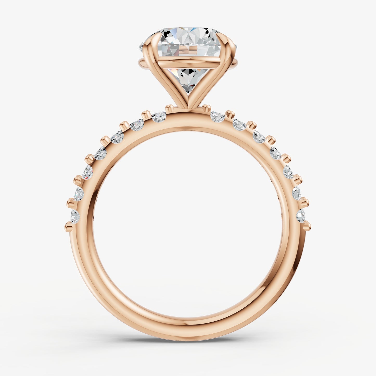 Round 6 Claw Diamond Band Engagement Ring