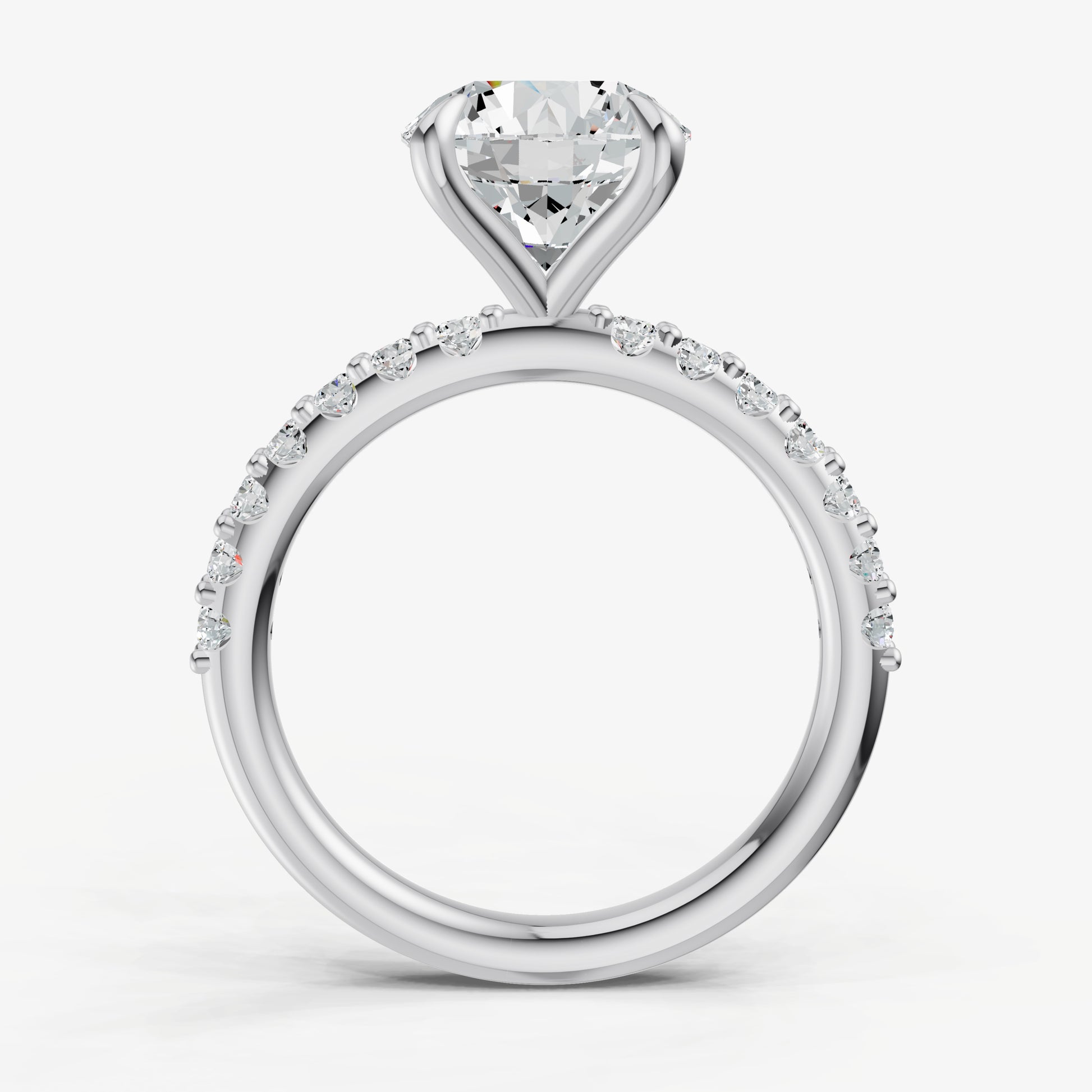 Round 6 Claw Diamond Band Engagement Ring