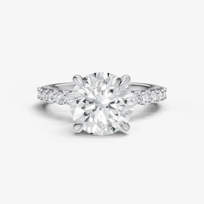 Round 6 Claw Diamond Band Engagement Ring