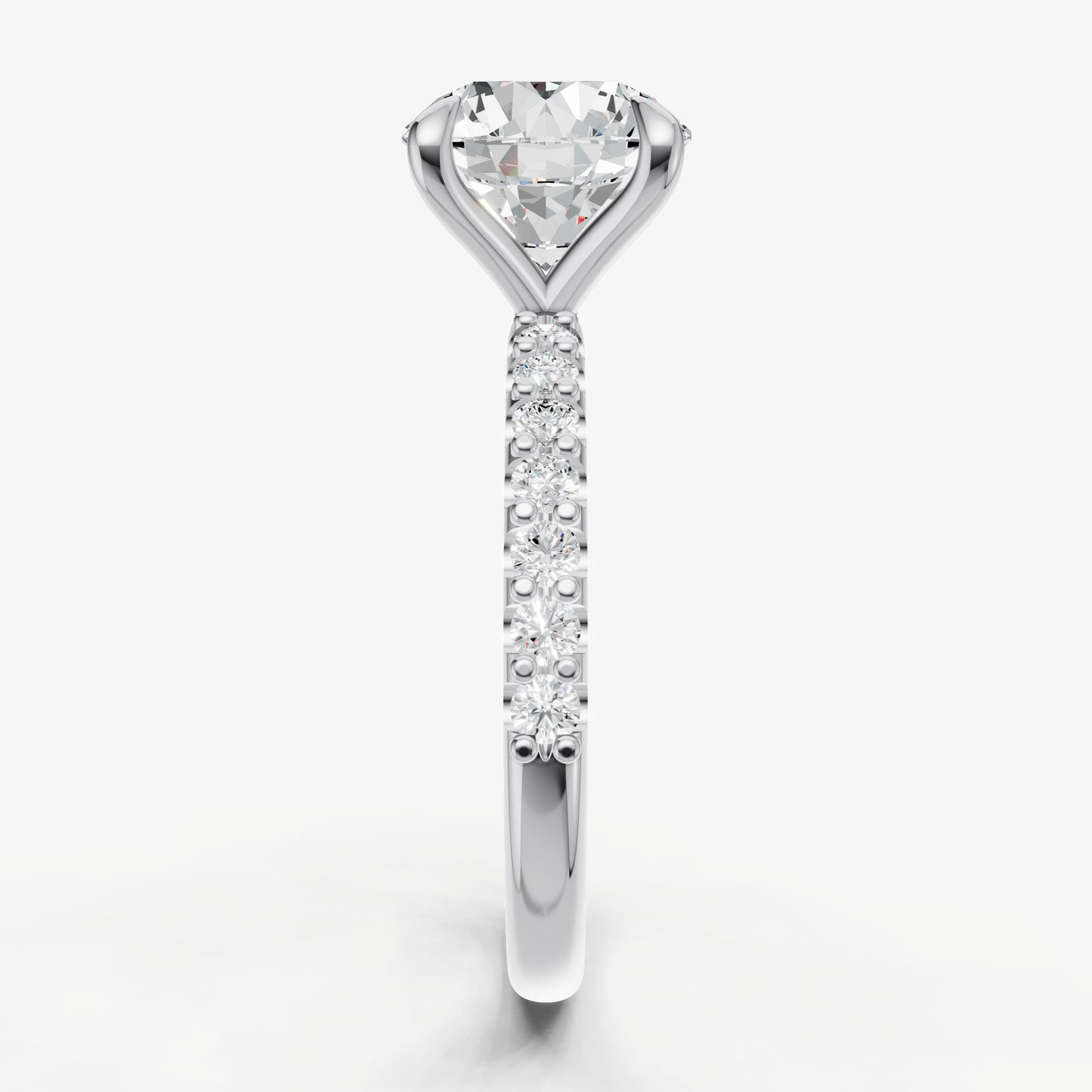 Round 6 Claw Diamond Band Engagement Ring