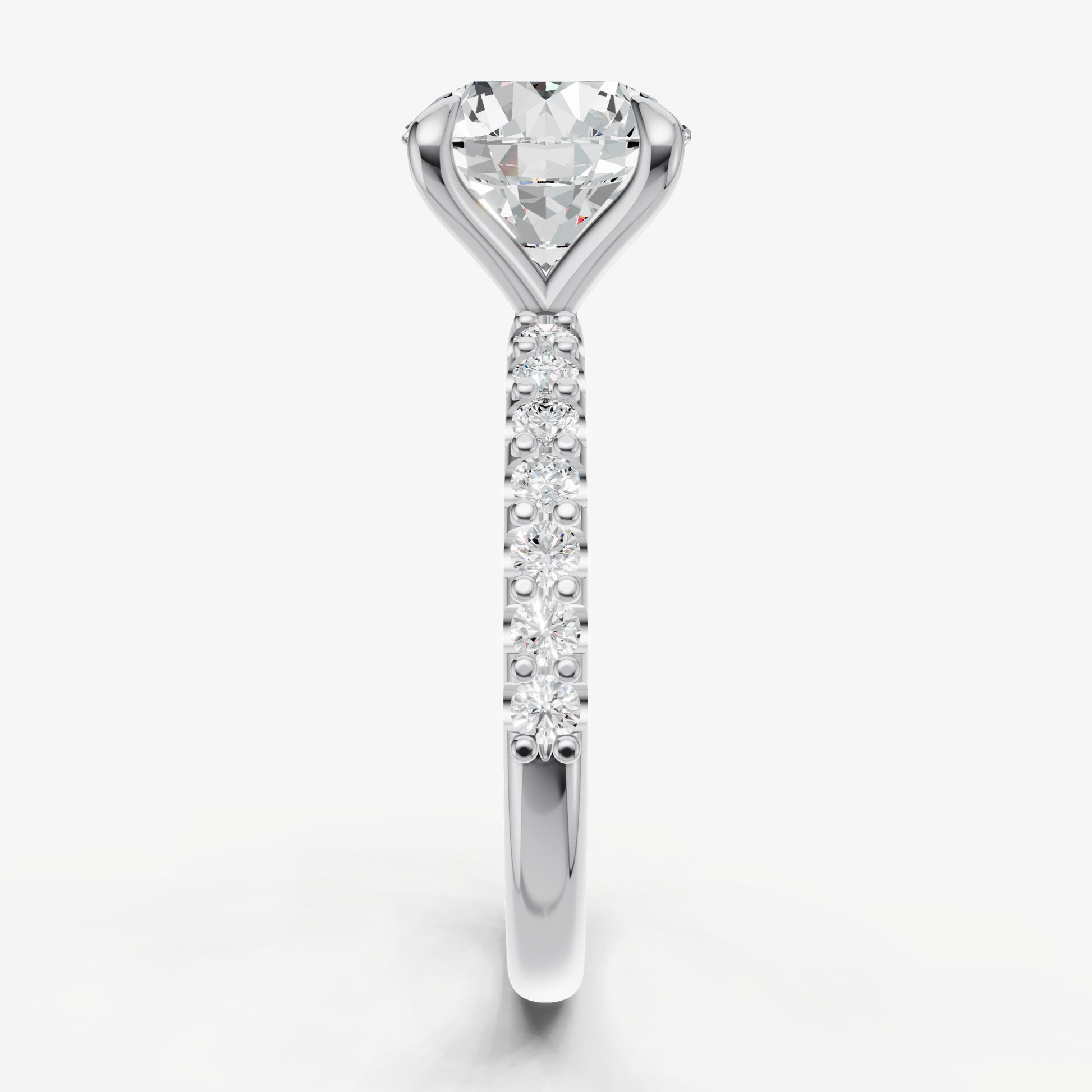 Round 6 Claw Diamond Band Engagement Ring