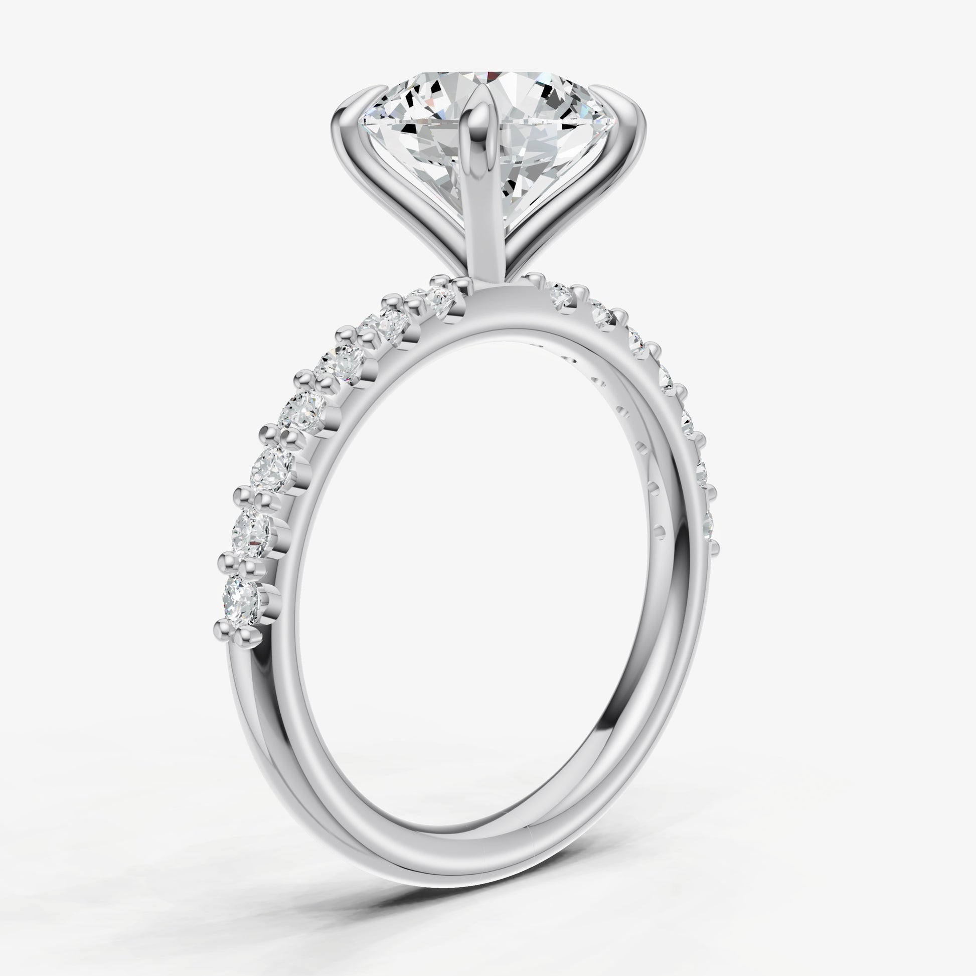 Round 6 Claw Diamond Band Engagement Ring