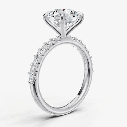 Round 6 Claw Diamond Band Engagement Ring