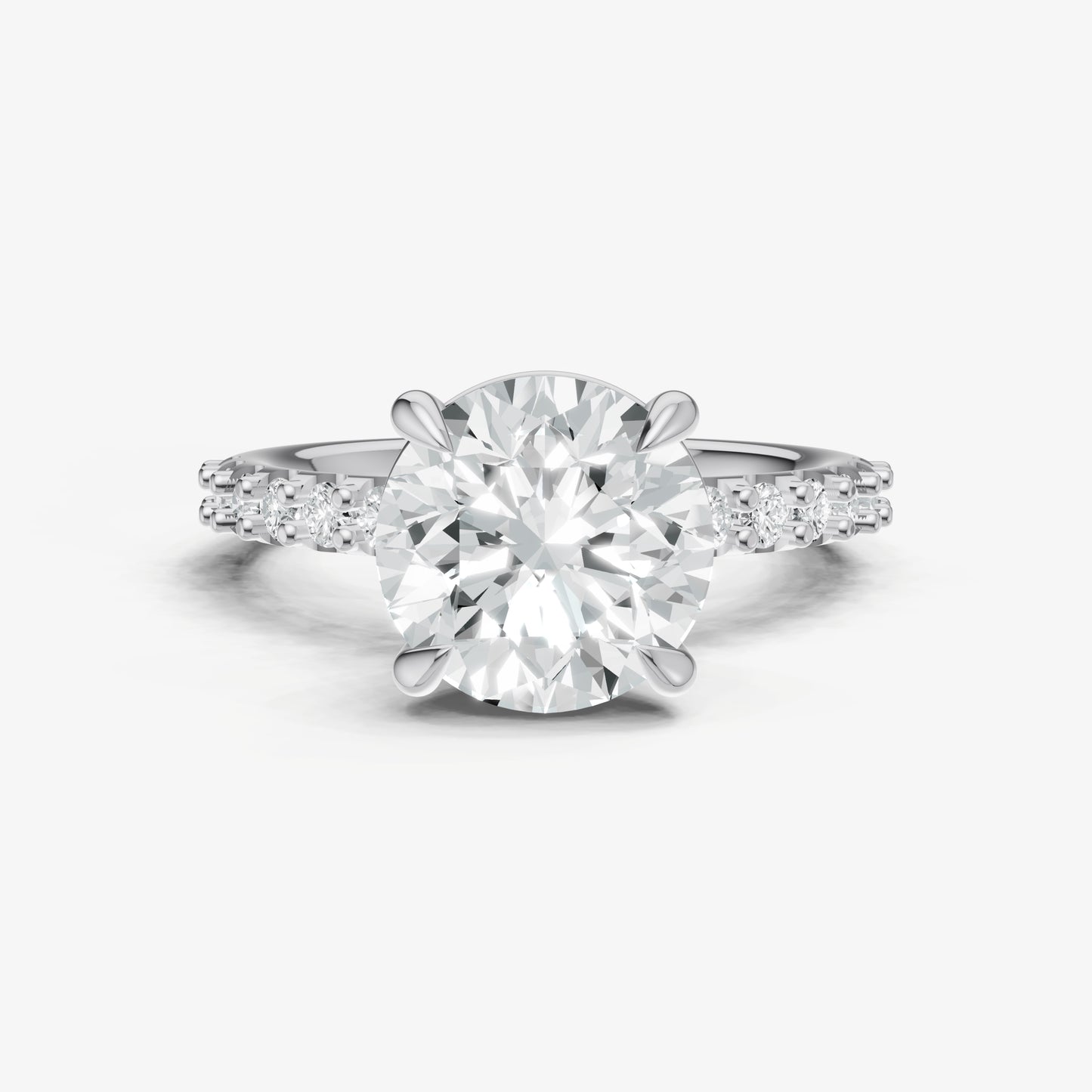 Round 6 Claw Diamond Band Engagement Ring
