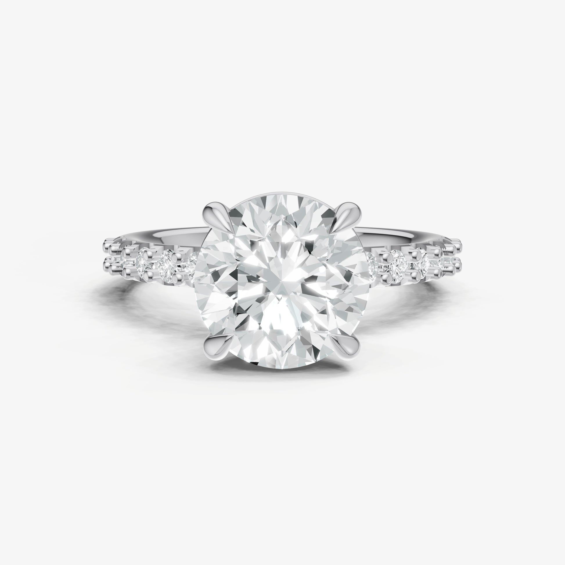 Round 6 Claw Diamond Band Engagement Ring