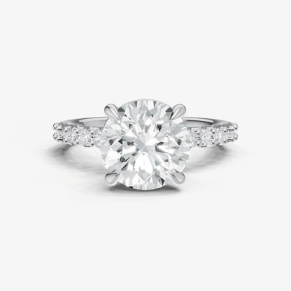 Round 6 Claw Diamond Band Engagement Ring