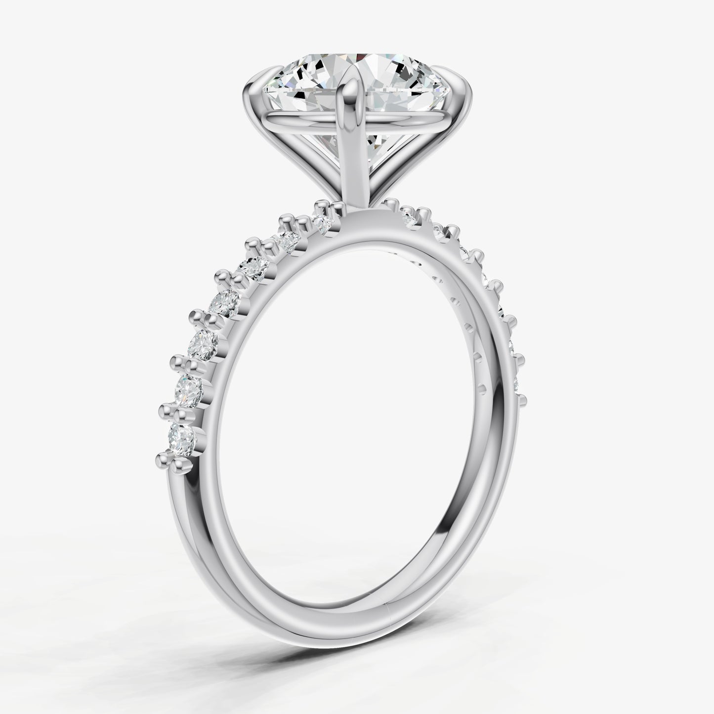 Round 6 Claw Diamond Band Engagement Ring