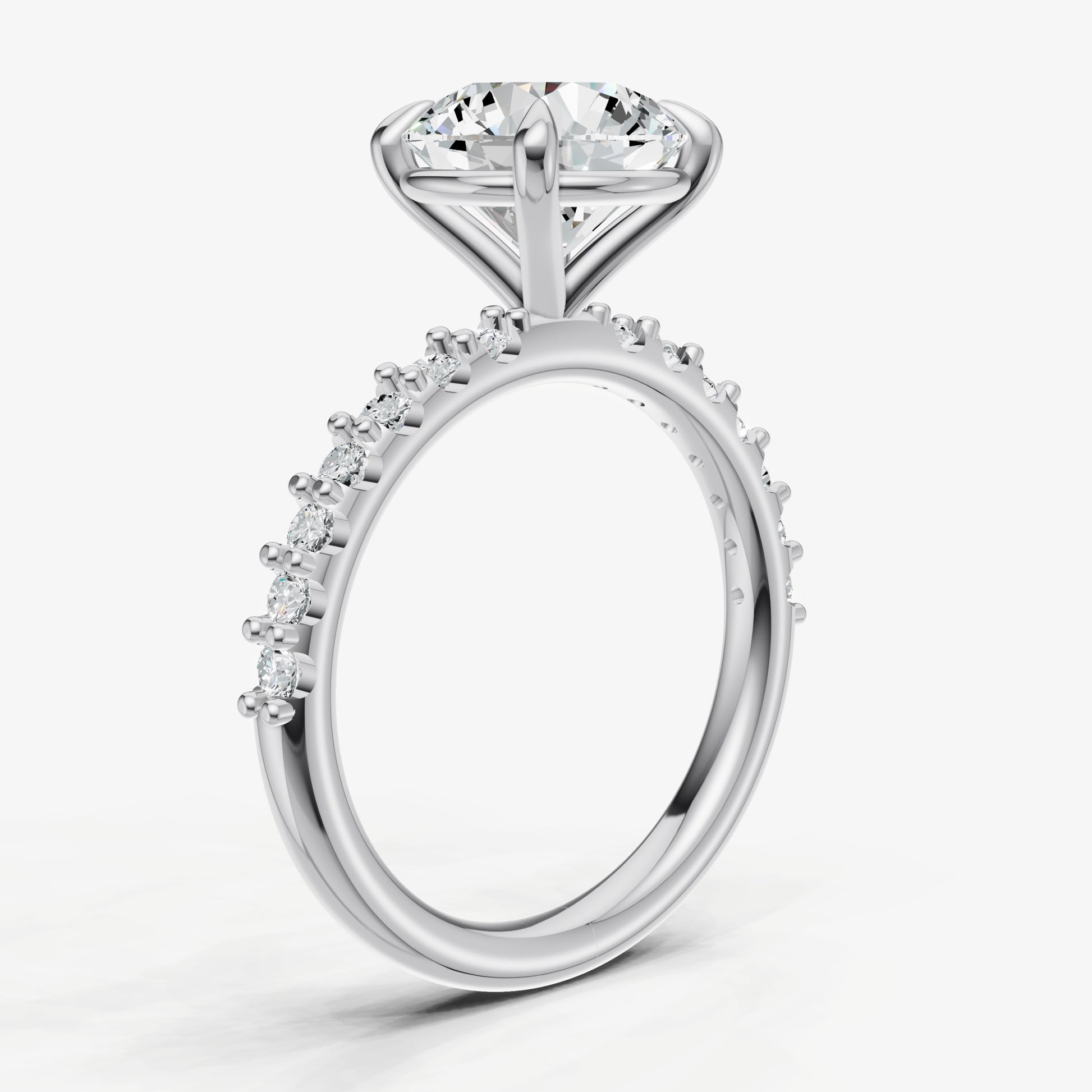 Round 6 Claw Diamond Band Engagement Ring