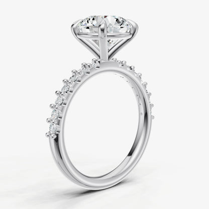 Round 6 Claw Diamond Band Engagement Ring