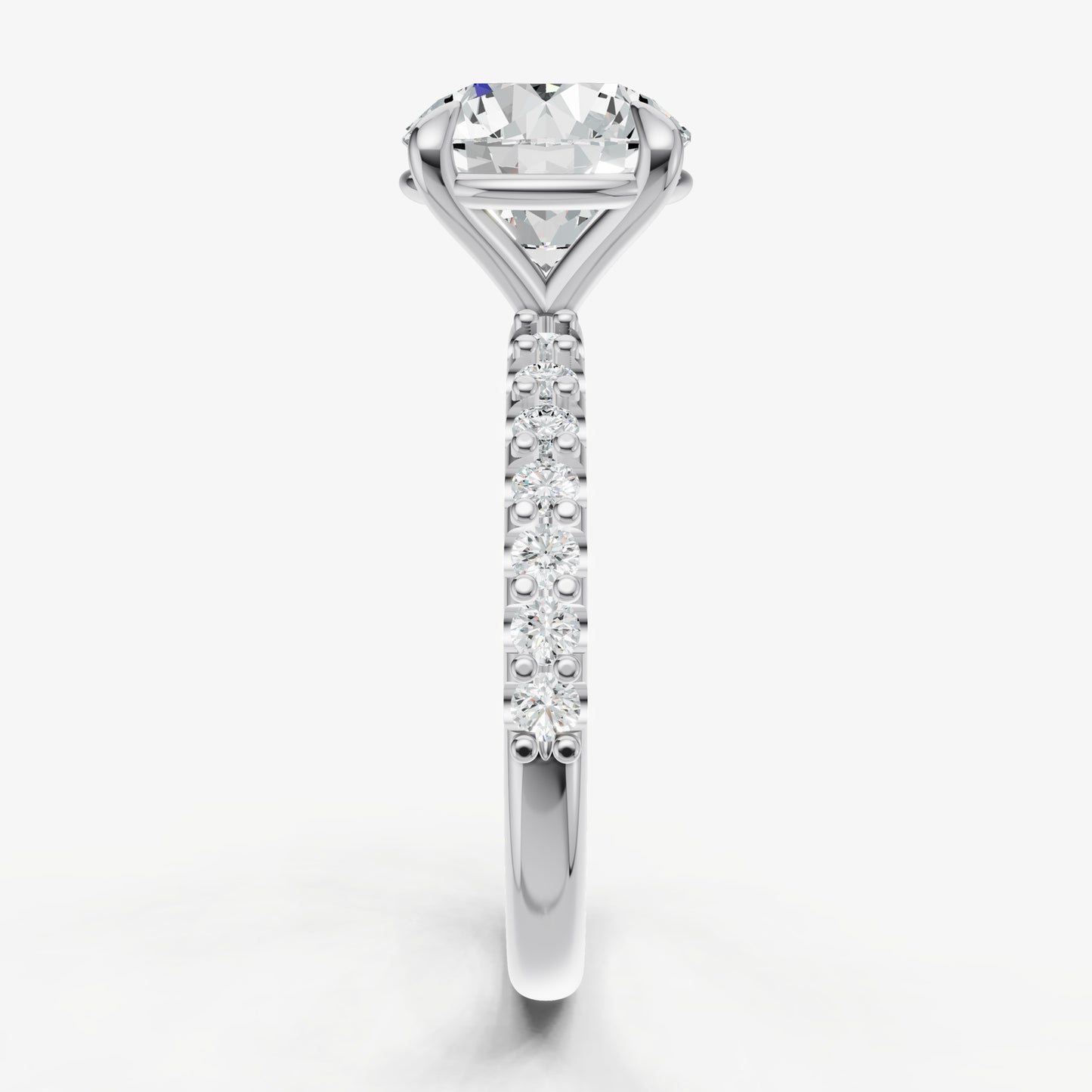 Round 6 Claw Diamond Band Engagement Ring