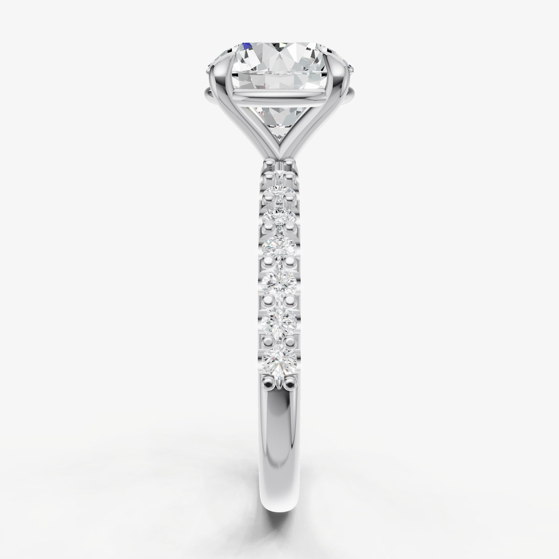 Round 6 Claw Diamond Band Engagement Ring