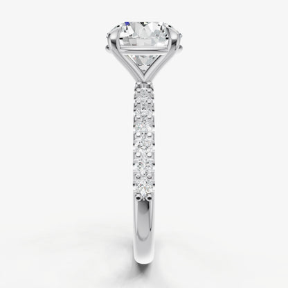 Round 6 Claw Diamond Band Engagement Ring