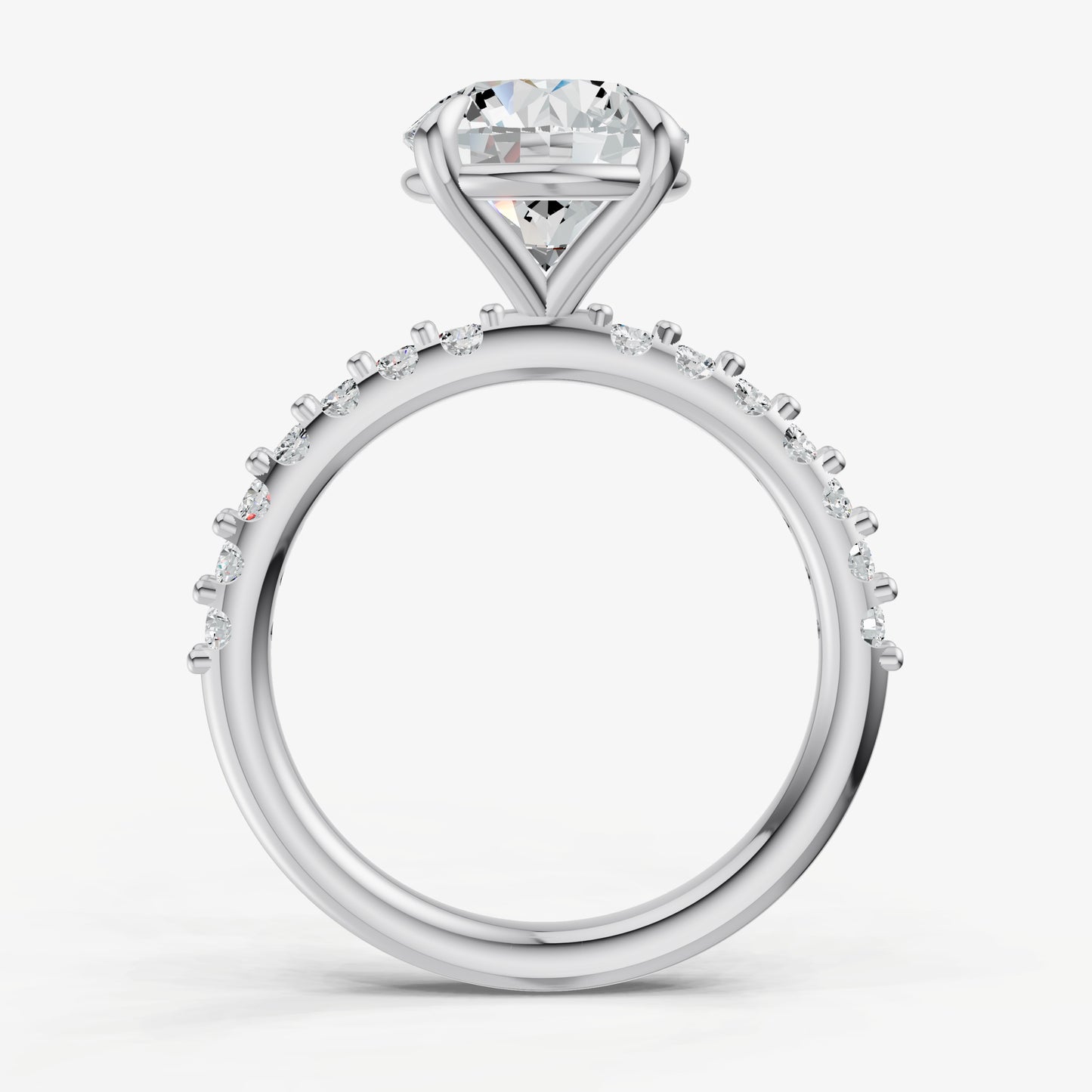 Round 6 Claw Diamond Band Engagement Ring