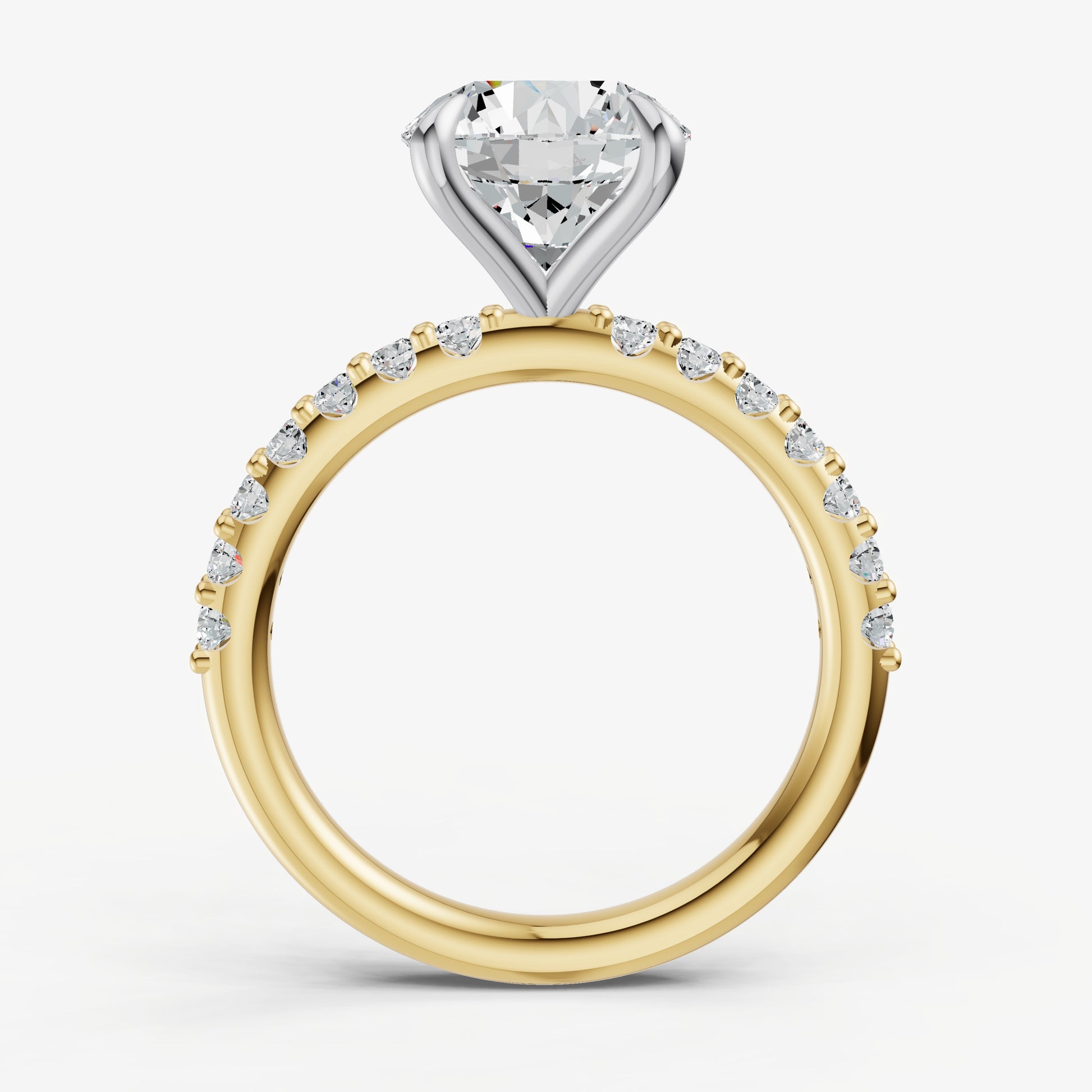Round 6 Claw Diamond Band Engagement Ring