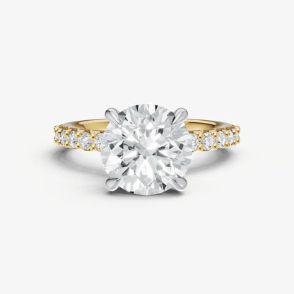Round 6 Claw Diamond Band Engagement Ring
