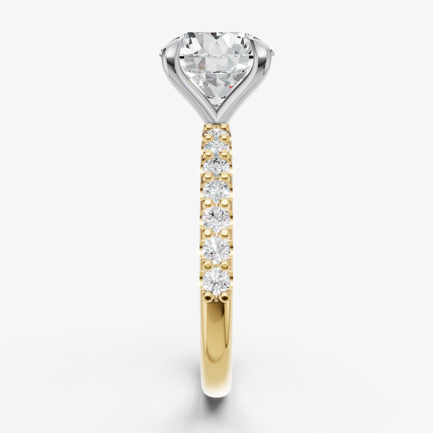 Round 6 Claw Diamond Band Engagement Ring
