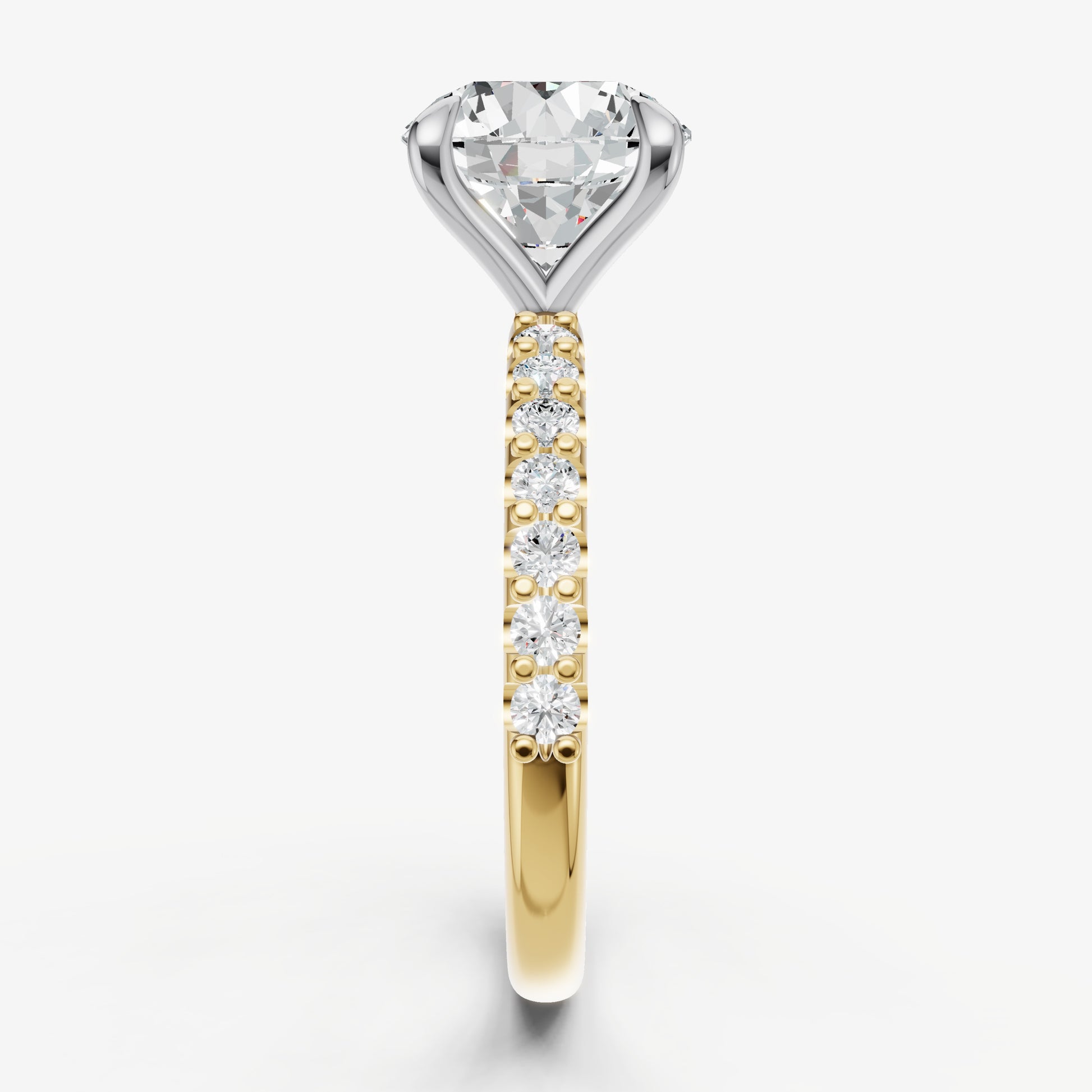 Round 6 Claw Diamond Band Engagement Ring