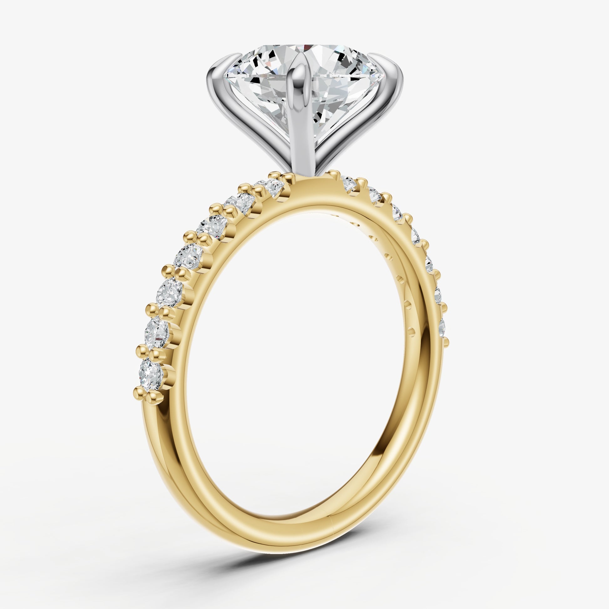 Round 6 Claw Diamond Band Engagement Ring