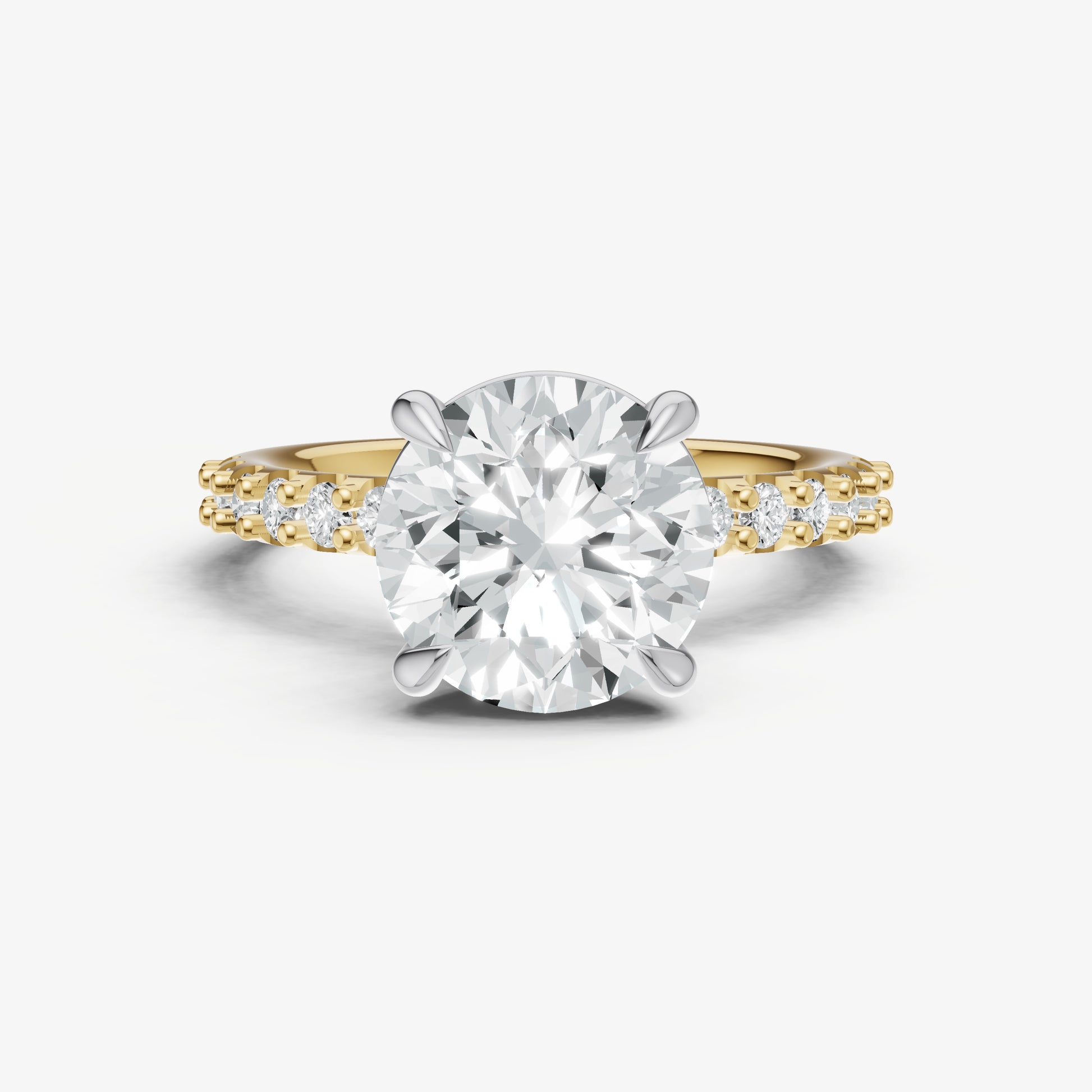 Round 6 Claw Diamond Band Engagement Ring