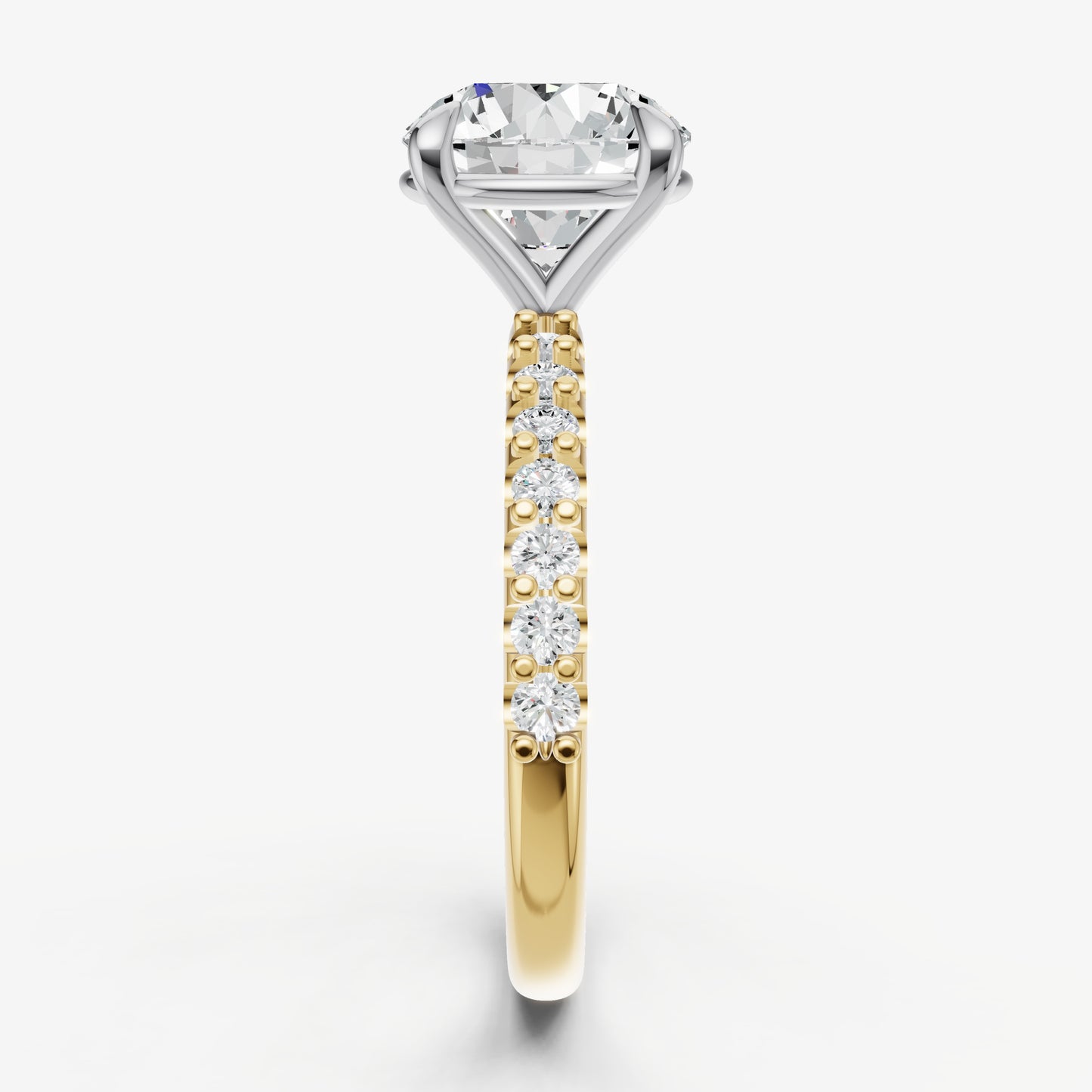 Round 6 Claw Diamond Band Engagement Ring