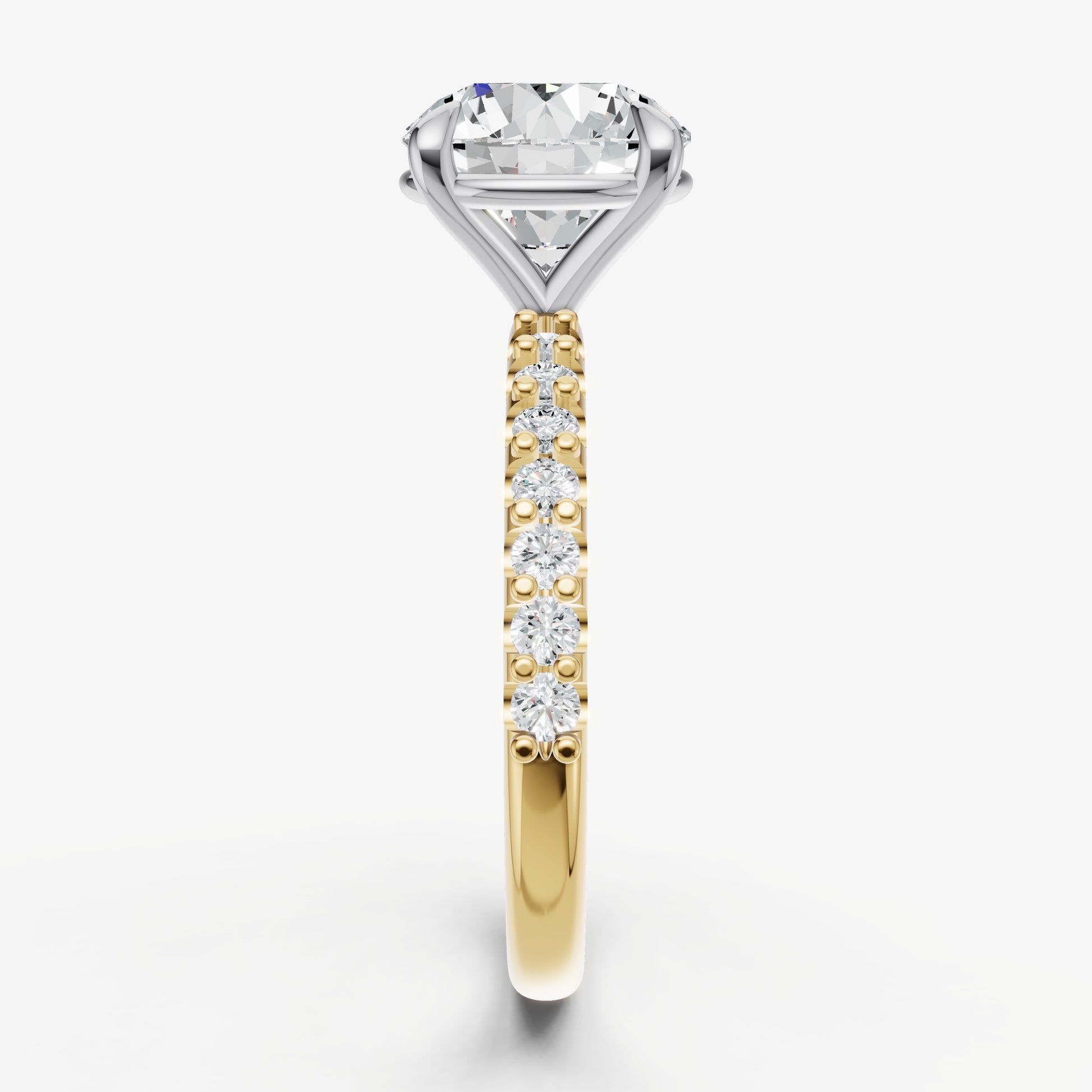 Round 6 Claw Diamond Band Engagement Ring