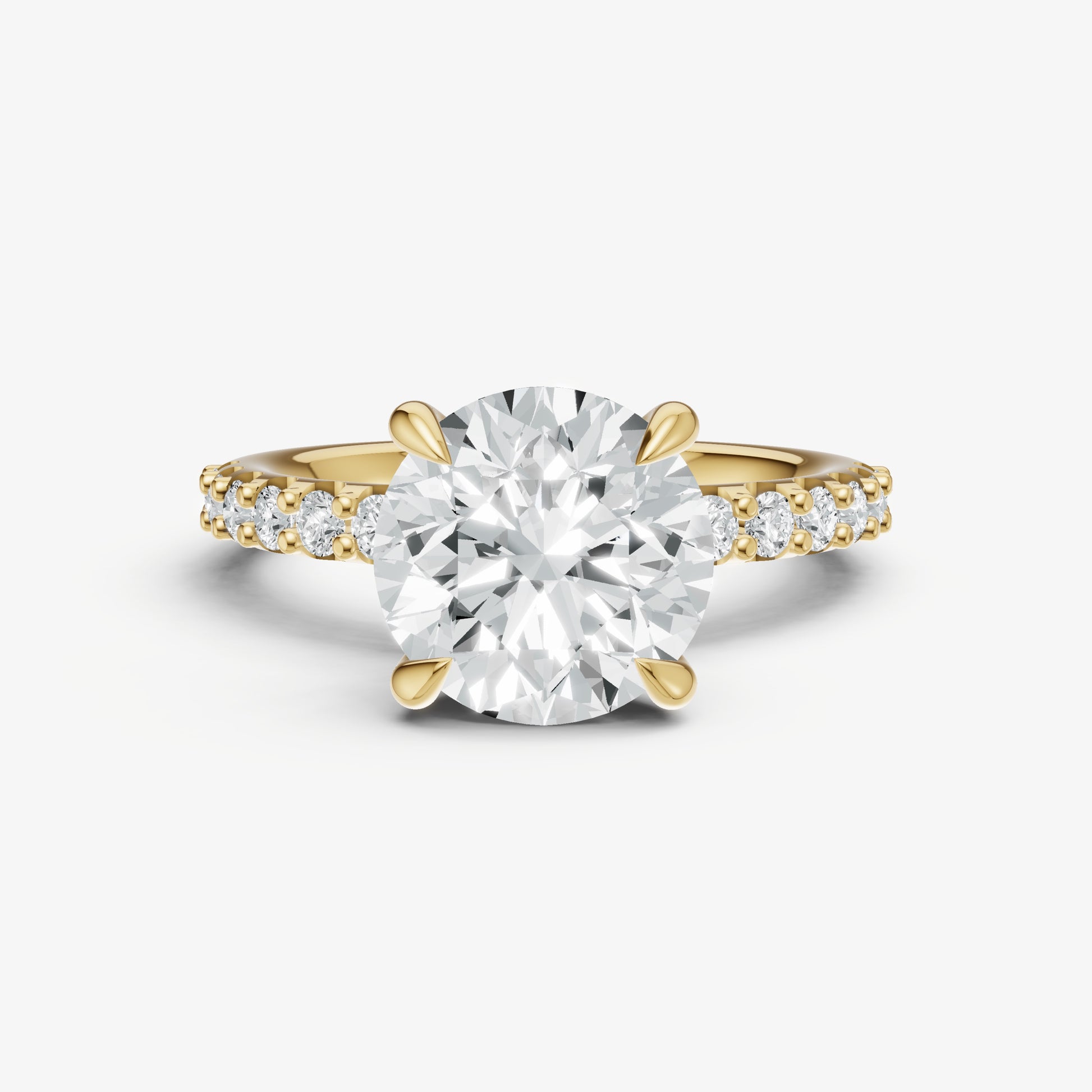 Round 6 Claw Diamond Band Engagement Ring