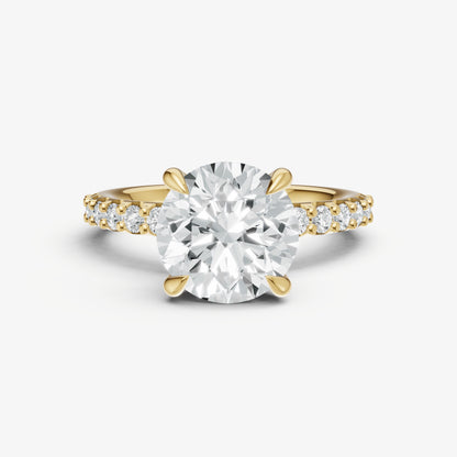 Round 6 Claw Diamond Band Engagement Ring