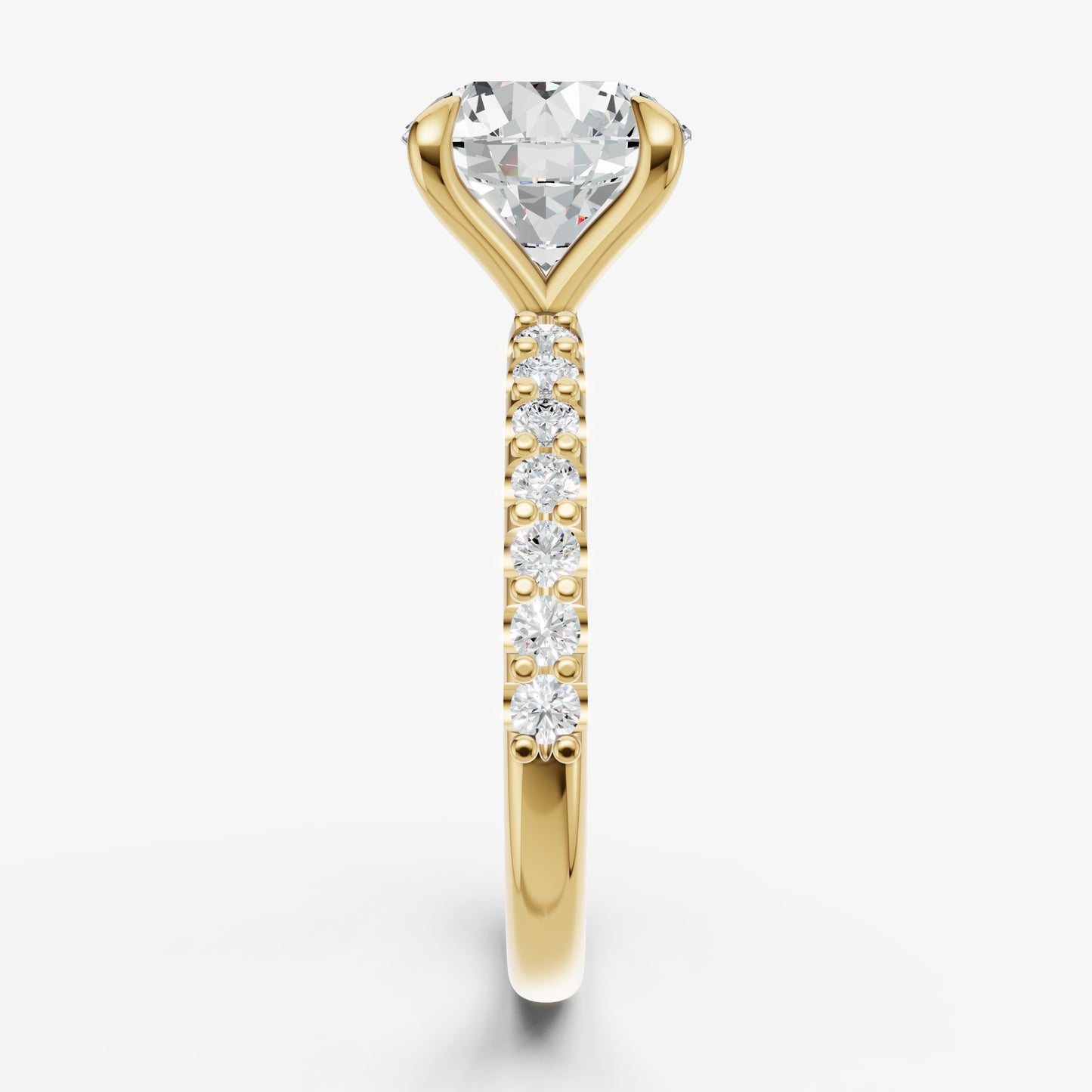 Round 6 Claw Diamond Band Engagement Ring