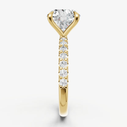 Round 6 Claw Diamond Band Engagement Ring